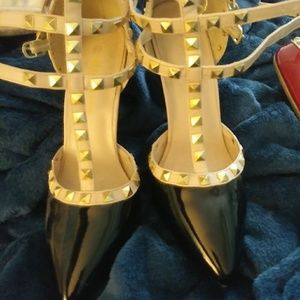Black studded strappy heels